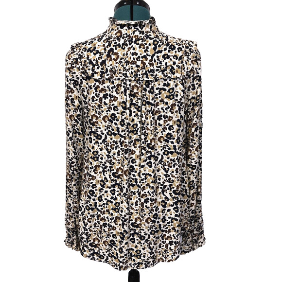 ANTHROPOLOGIE MAEVE Katia Leopard Print Ruffled Button Up Blouse Size 10 Career - Picture 6 of 13